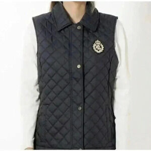 Lauren Ralph Lauren Crest-Patch Diamond Quilted Vest - size Medium
